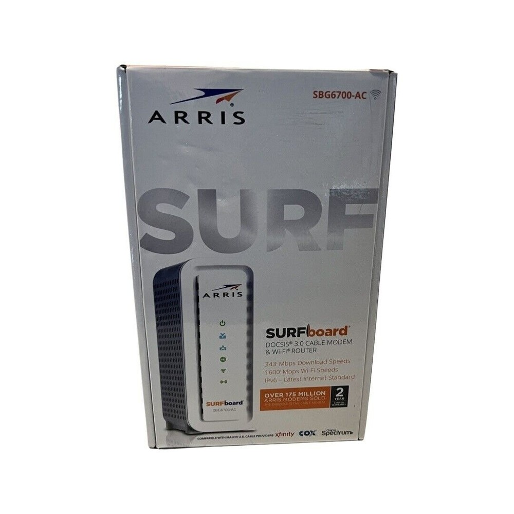 ARRIS SURFboard DOCSIS 3.0 Cable Modem  AC1600 Mbps Wi-Fi Router SBG6700-AC
